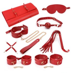 Kit BDSM burdeos con estuche