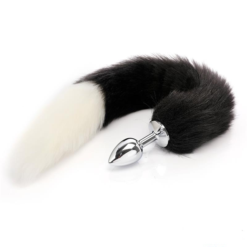 Plug Anal con Cola Blanco y Negro 40 cm